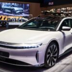 Shot of Lucid Air Grand Touring on the display.