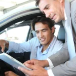 Car buyer impressed with car details.
